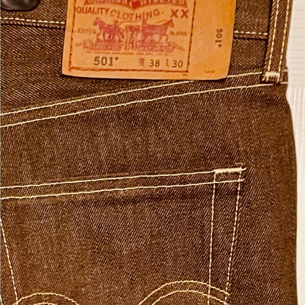 Levi's 501 Chocolate Brown Straight Leg Jeans - Picture 2 of 6